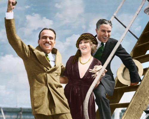 (image for) Charlie Chaplin - Douglas Fairbanks Sr. Mary Pickford #0009 - COLORIZED