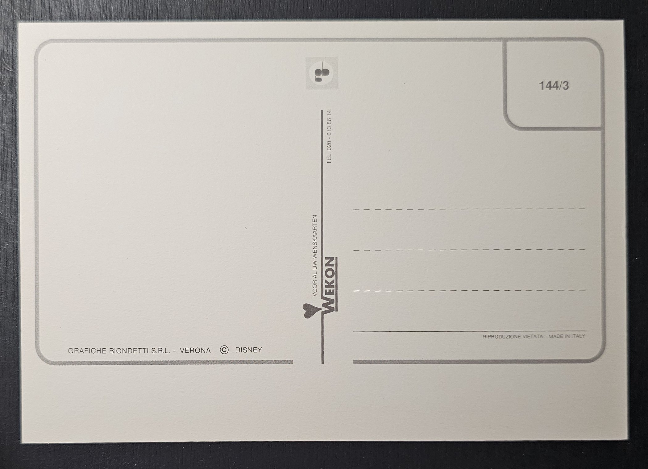 (image for) postcard DISNEY #0001