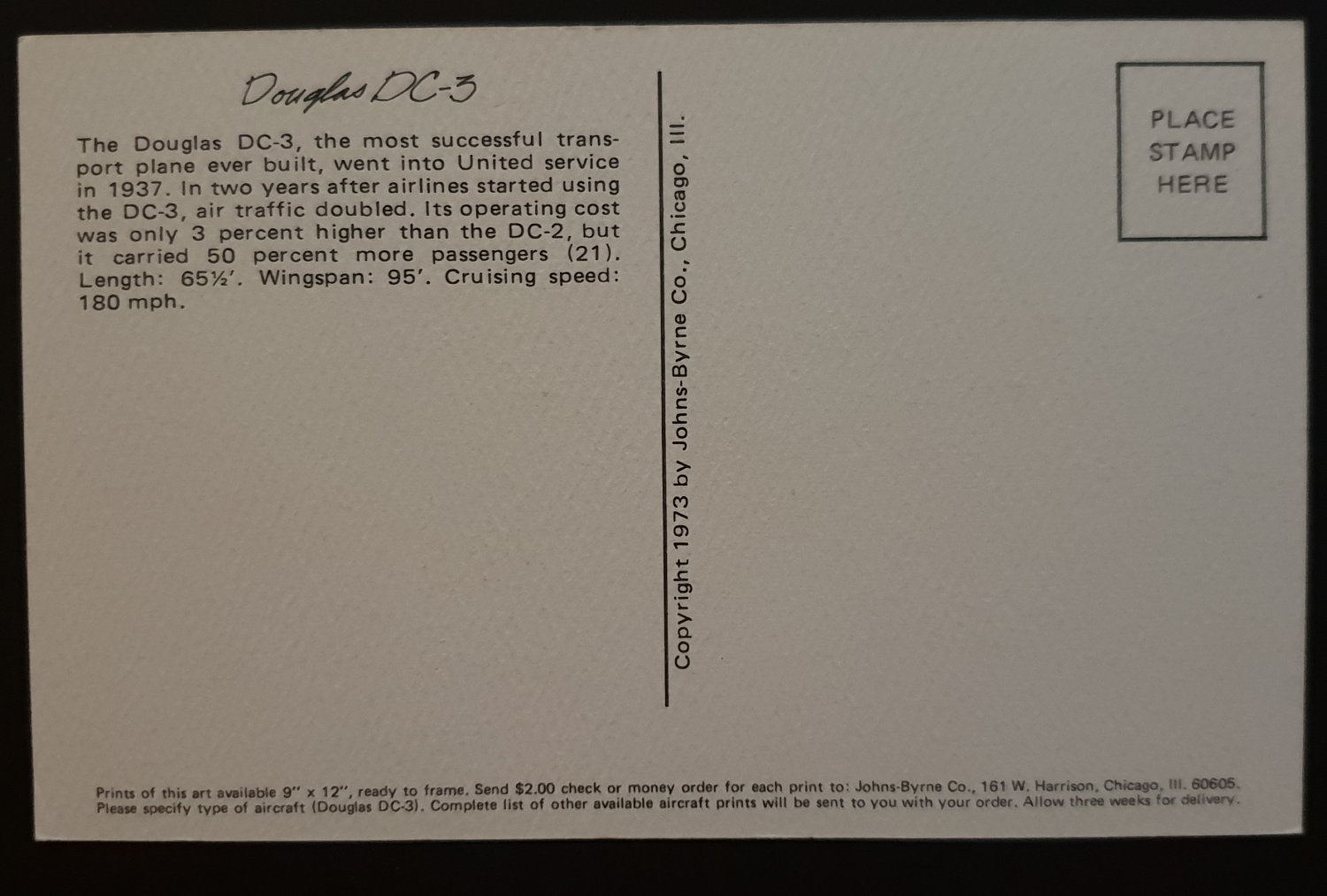 (image for) postcard AVIATION #0062