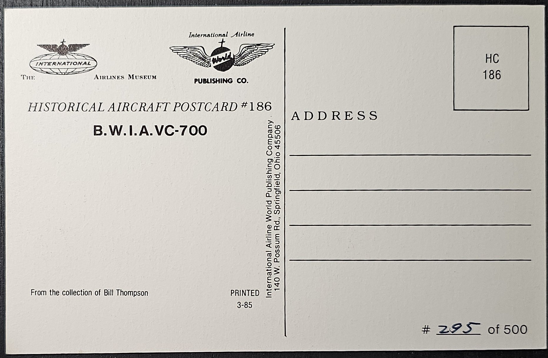 (image for) postcard AVIATION #0085